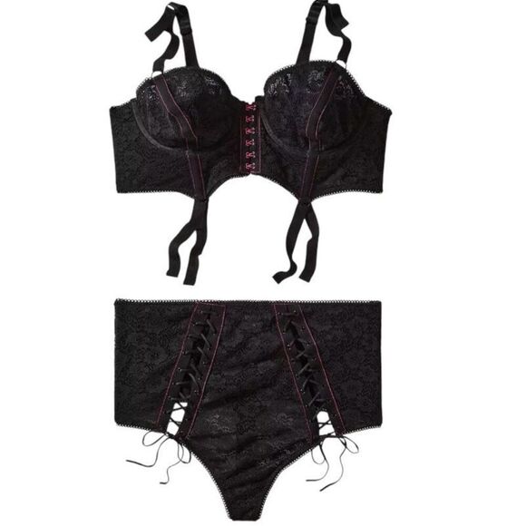 Torrid x Betsey Johnson Womens 2X Top 1X Bottoms Lace Corset High Waist Thong - Picture 1 of 9